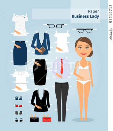 Business lady paper doll. Cute girl in office clothes Business lady paper doll. Cute girl in office clothes 95516712