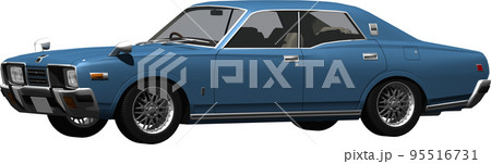 昔懐かしい日産330グロリアの自動車画像、背景透明の切抜き画像イラスト 95516731