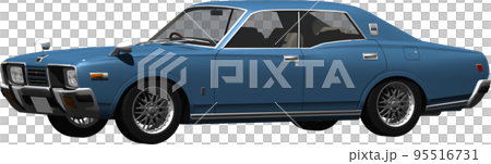 昔懐かしい日産330グロリアの自動車画像、背景透明の切抜き画像イラスト 95516731