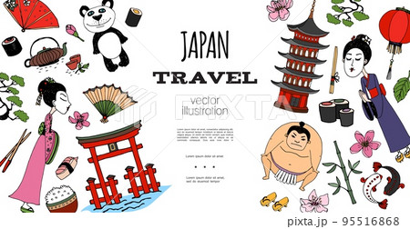 Hand Drawn Travel To Japan Concept 95516868