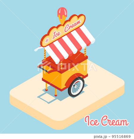 Ice cream cart 3d flat icon 95516869