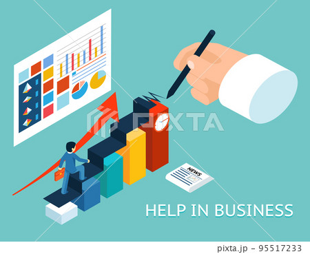 Business mentor help partner. Isometric 3d vector illustration 95517233