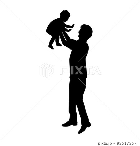 子供とふれあう父親のシルエット 95517557