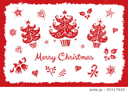 手描きのツリーのかわいいクリスマスカード 95517630