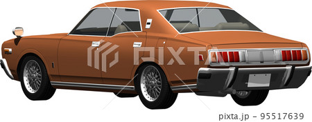 昔懐かしい日産330グロリアの自動車画像、背景透明の切抜き画像イラスト 95517639