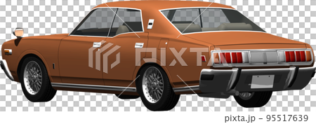 昔懐かしい日産330グロリアの自動車画像、背景透明の切抜き画像イラスト 95517639