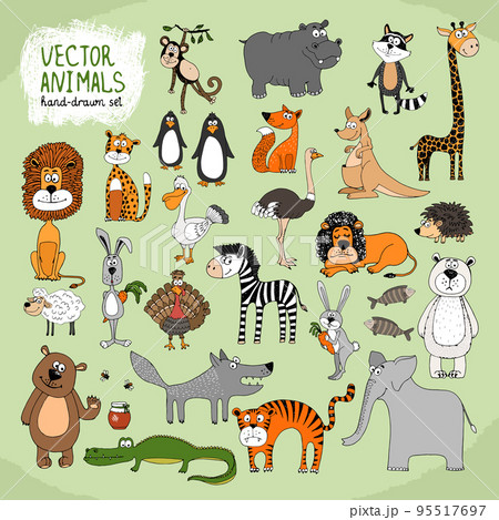 Hand-drawn vector wild animals collection 95517697