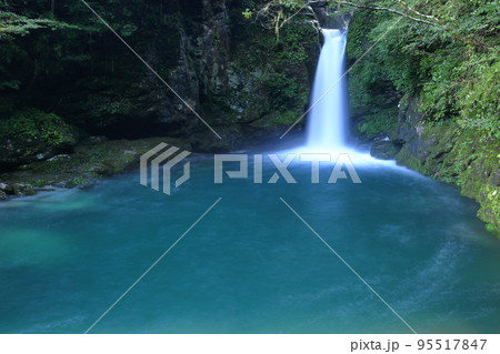 高知県吾川郡いの町清水上分　仁淀ブルーとして有名な枝川川にかかるニコ淵 95517847