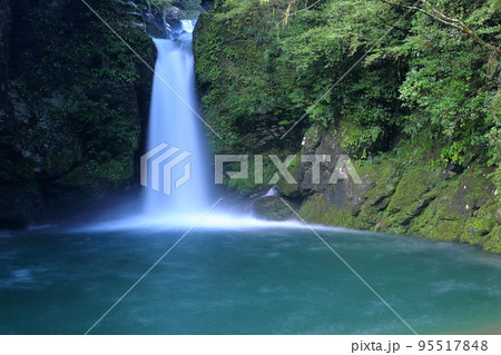 高知県吾川郡いの町清水上分　仁淀ブルーとして有名な枝川川にかかるニコ淵 95517848