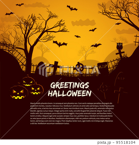 Halloween Poster With Gravestones 95518104