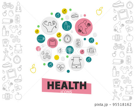 Healthy Lifestyle Line Icons Collection 95518162