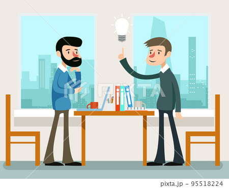 Business idea. Businessmen discussing strategy standing at office desk 95518224