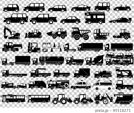 各種汽車黑白剪影（乘用車/工作車） 95518271