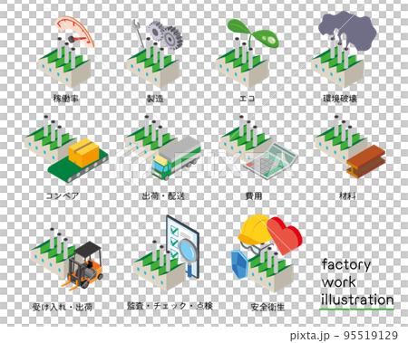 工場での仕事と活動のイラストセット 95519129