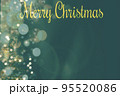 merry christmas greeting card template in deep green color with bokeh lights. copy space. trendy dark green color for holiday design. 95520086