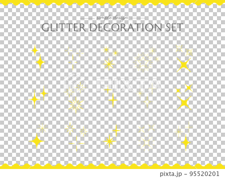 Glitter star decoration parts icon set Glitter star decoration parts icon set 95520201