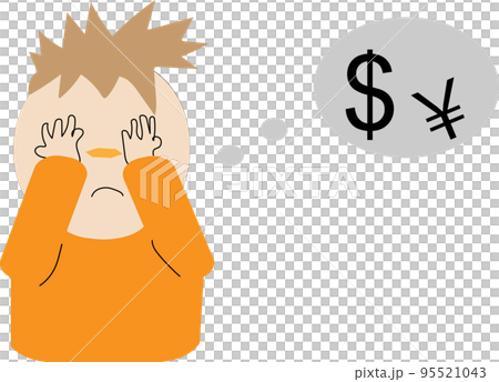 Illustration of a man worried about money Illustration of a man worried about money 95521043