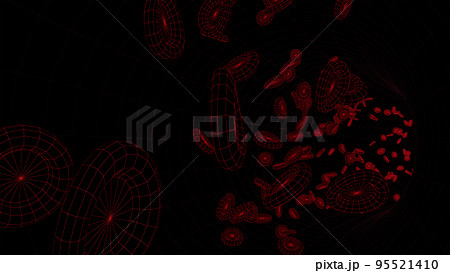 赤血球が流れる血液と血管内部のCGイラスト3 95521410