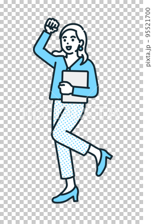 A business woman doing a guts pose. Illustration material of a motivated working woman. 95521700