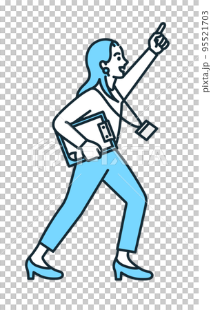 每天為實現目標而奮鬥的女性的插圖素材。一個努力工作的職業女性。 95521703