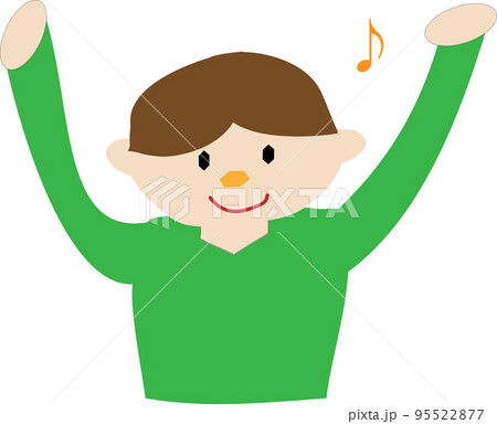 バンザイをする男性のイラスト	 95522877