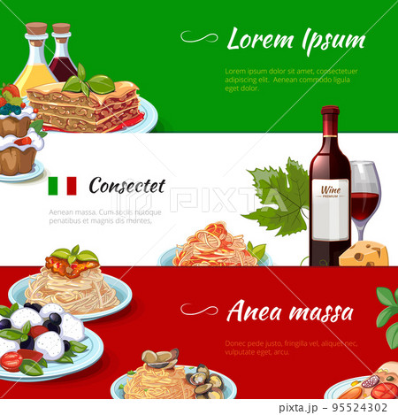 Italian food horizontal banners vector set Italian food horizontal banners vector set 95524302