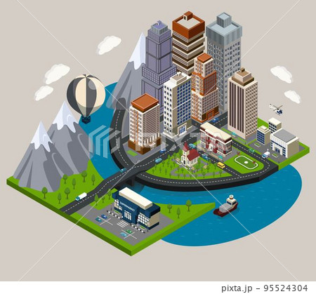 Isometric City Concept 95524304