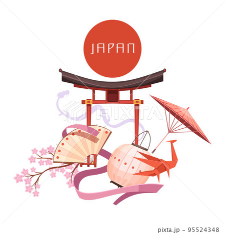 Japanese Culture Elements Retro Cartoon Illustration 95524348