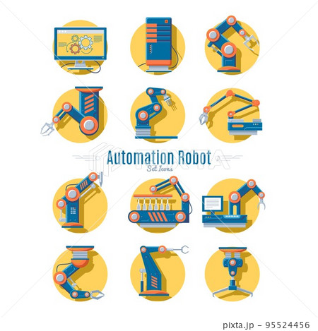 Industrial Robot Icons Collection 95524456