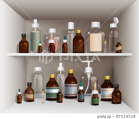 Medical Bottles On Shelves Set Medical Bottles On Shelves Set 95524528
