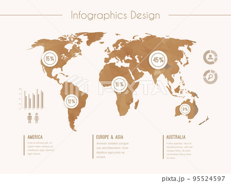 Infographic template with world map in retro style Infographic template with world map in retro style 95524597