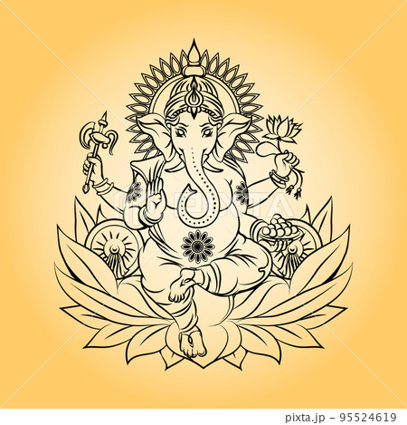 Lord ganesha indian god with elephant headのイラスト素材 [95524619