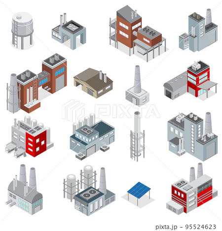 Industrial Buildings Isometric Set Industrial Buildings Isometric Set 95524623