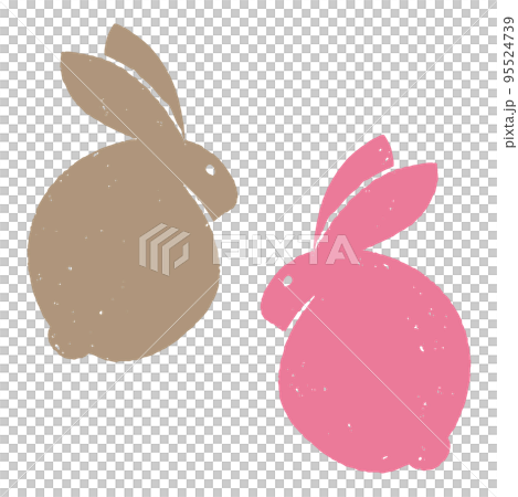 Japanese style print stamp style icon sideways rabbit gold and pink Japanese style print stamp style icon sideways rabbit gold and pink 95524739