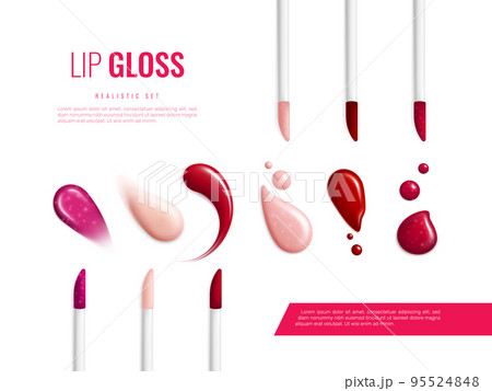 Lip Gloss Smears Color Realistic Banner 95524848