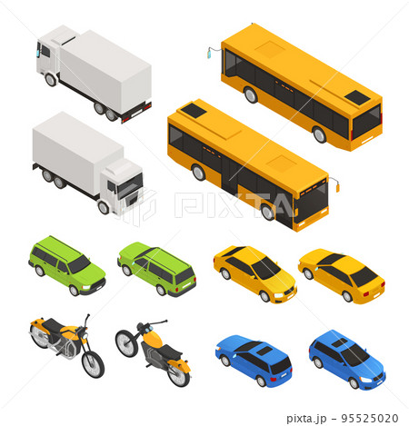 Isometric Colored City Transport Set 95525020