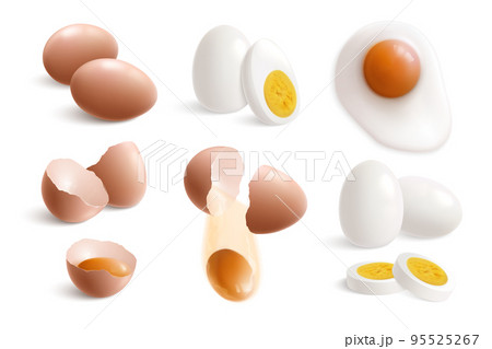Hen Eggs Realistic Icon Set 95525267