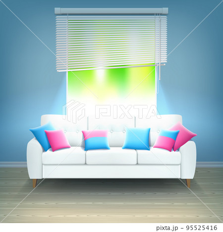 Interior Sofa Neon Light Realistic Illustration Interior Sofa Neon Light Realistic Illustration 95525416