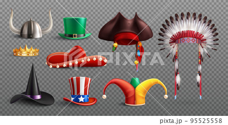 Realistic Masquerade Hats Transparent Set Realistic Masquerade Hats Transparent Set 95525558