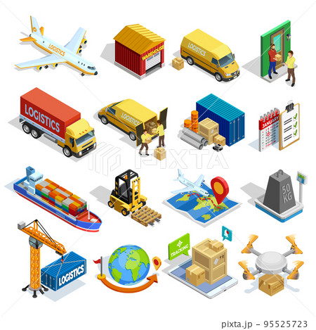 Logistics Isometric Icons Set Logistics Isometric Icons Set 95525723