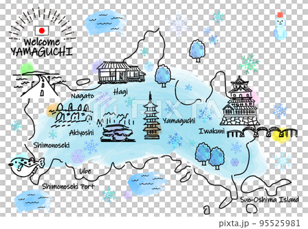 山口縣冬季觀光景點簡單線描圖 山口縣冬季觀光景點簡單線描圖 95525981