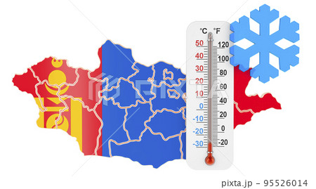 Extreme cold in Mongolia concept. 3D rendering 95526014