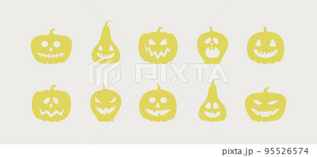 Creepy Halloween pumpkin lanterns. Collection of icons. Vector Creepy Halloween pumpkin lanterns. Collection of icons. Vector 95526574