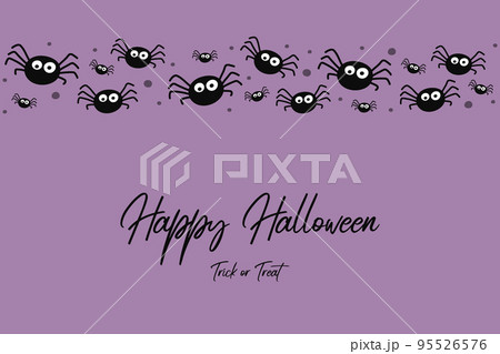 Creepy hanging spiders on background with wishes. Halloween card. Vector 95526576