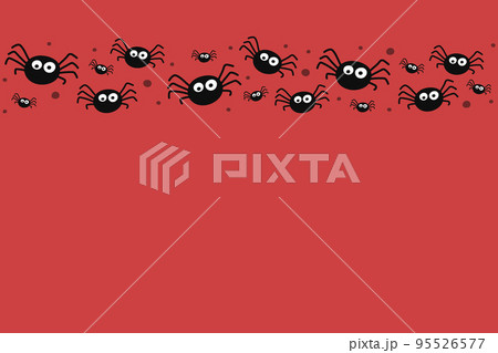 Background with creepy hanging spiders. Halloween card. Vector 95526577