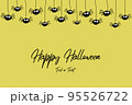 Halloween greeting card with funny hanging spiders. Vector 95526722