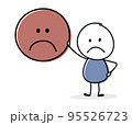 Sad stickman with emoticon symbol. Vector 95526723