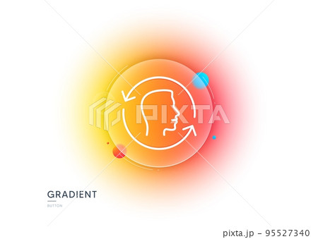 Face scanning repeat line icon. Gradient blur button with glassmorphism. Face id update sign. Head symbol. Transparent glass design. Face id line icon. Vector 95527340