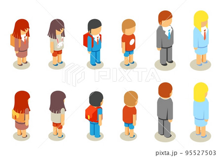 Isometric flat 3d school students and teacher people 95527503