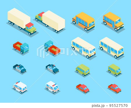Isometric city transport 3d vector icons set Isometric city transport 3d vector icons set 95527570